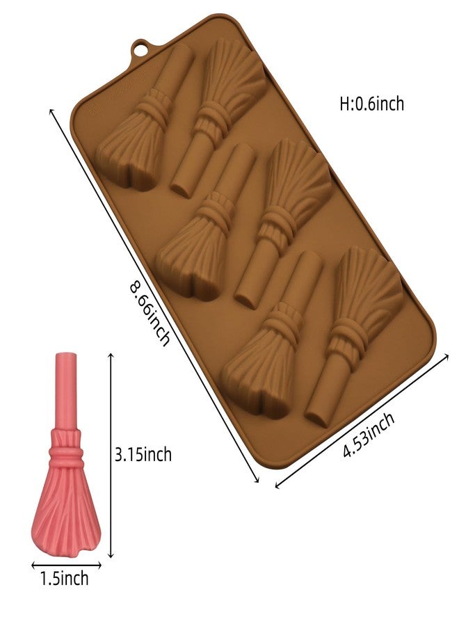 EDUEE Halloween Silicone Mold Witch Broom Chocolate Molds 2pcs Witch's Broom Pretzel Rod Candy Cookie Mold (3.15 x 1.5inch) - Image 2