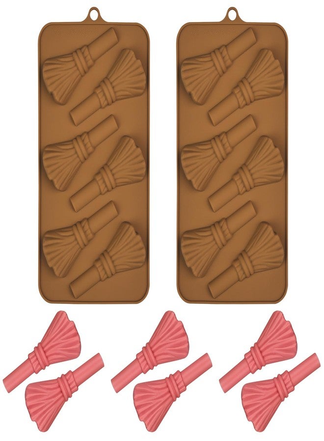 EDUEE Halloween Silicone Mold Witch Broom Chocolate Molds 2pcs Witch's Broom Pretzel Rod Candy Cookie Mold (3.15 x 1.5inch) - Image 1
