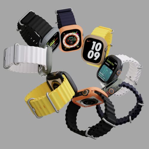 elkson for 49mm Apple Watch Ultra 3/2/1 Bumper Case with Screen Protector Tempered Glass, Quattro Max Series Rugged for iWatch, Military Grade Durable Protective Cover, Flexible Shockproof, Orange - Image 5