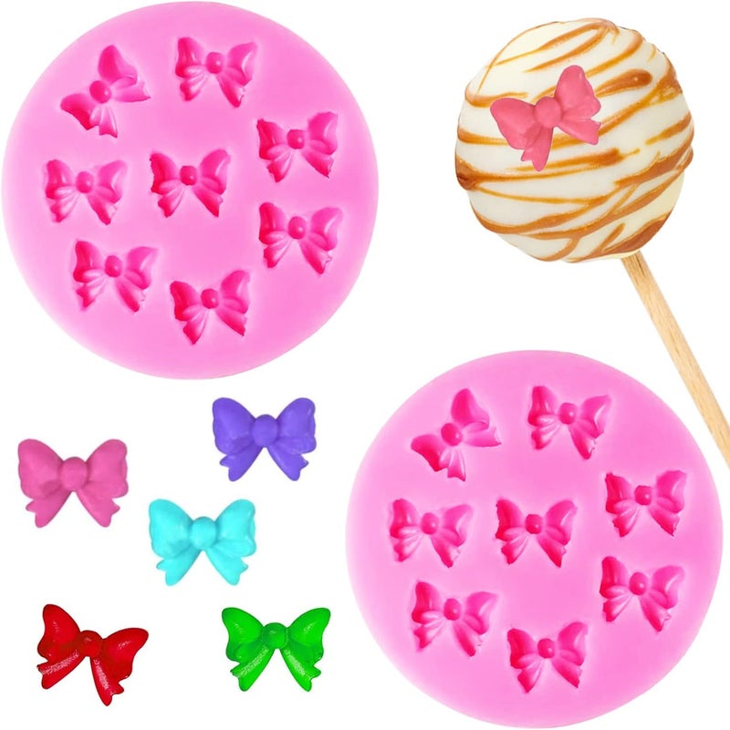 AIMEIKI Bow Fondant Molds, 2 Pack Mini Bows Silicone Fondant Molds Bowknot Candy Chocolate Mold for DIY Cake Decoration - Image 1