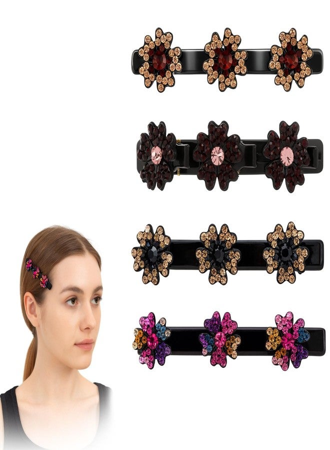 ANNACREATIONS ANNA CREATIONS Braided Hair Clip, 4 Pcs Sparkling Crystal Stone Braided Hair Clips, Fashion Hair Accessories for Women & Girls Stylish Hairpins Barrettes - Image 1