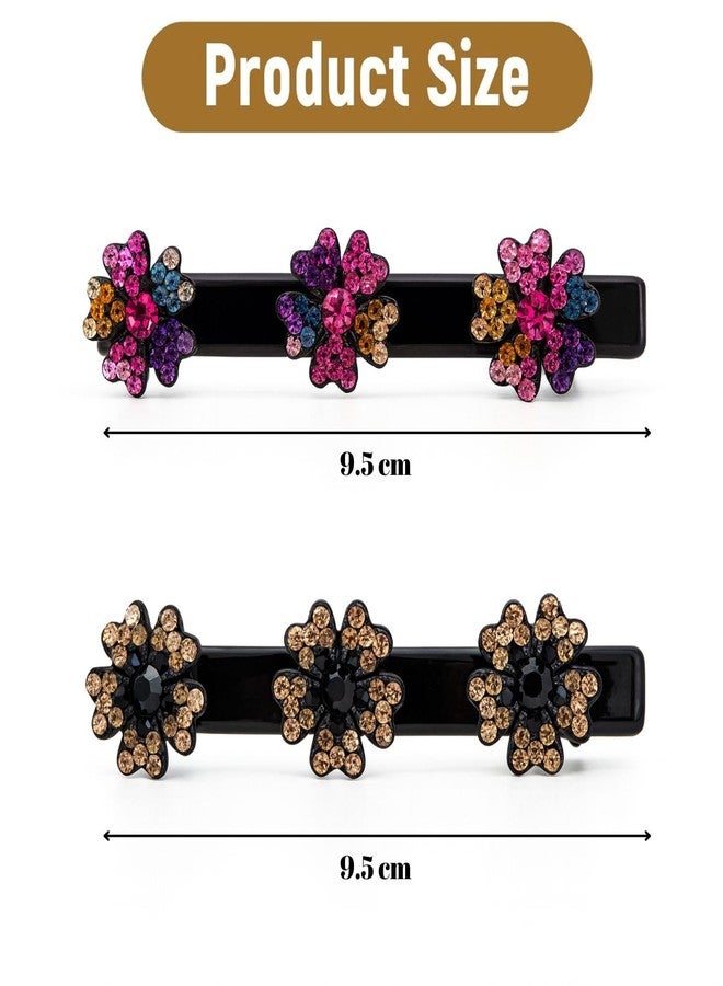 ANNACREATIONS ANNA CREATIONS Braided Hair Clip, 4 Pcs Sparkling Crystal Stone Braided Hair Clips, Fashion Hair Accessories for Women & Girls Stylish Hairpins Barrettes - Image 2