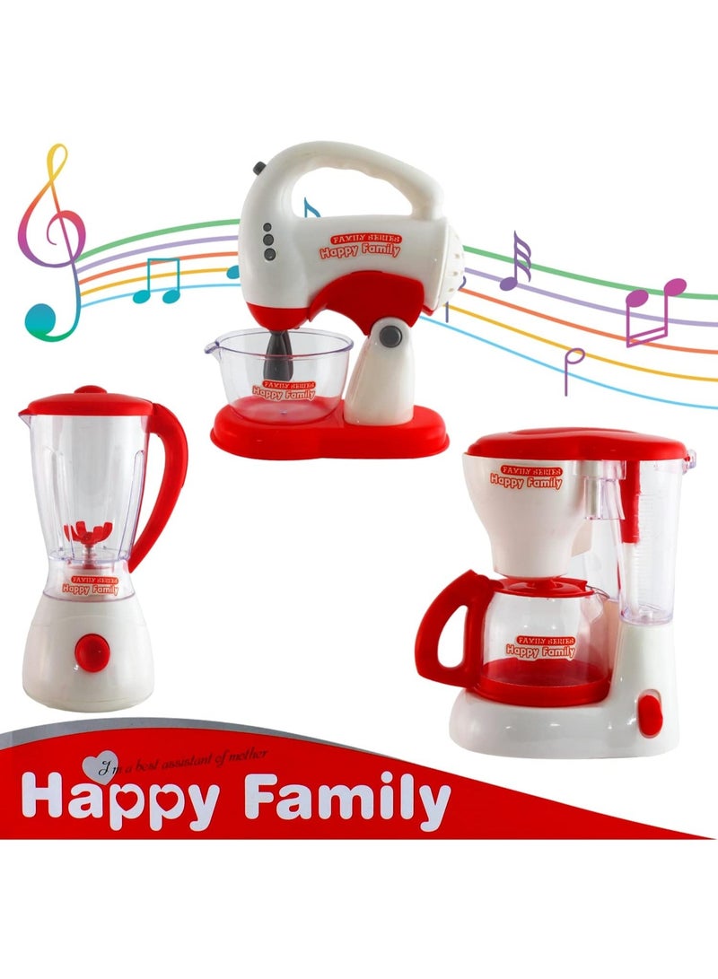 صندوق العاب مجموعة من أجهزة المطبخ العملية مع الضوء والصوت، خلاط، خلاط وآلة صنع القهوة، مجموعة ألعاب مطبخ تعليمية للأطفال - Image 2