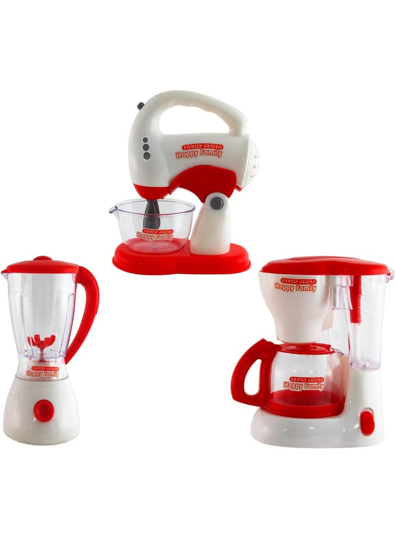 صندوق العاب مجموعة من أجهزة المطبخ العملية مع الضوء والصوت، خلاط، خلاط وآلة صنع القهوة، مجموعة ألعاب مطبخ تعليمية للأطفال - Image 1