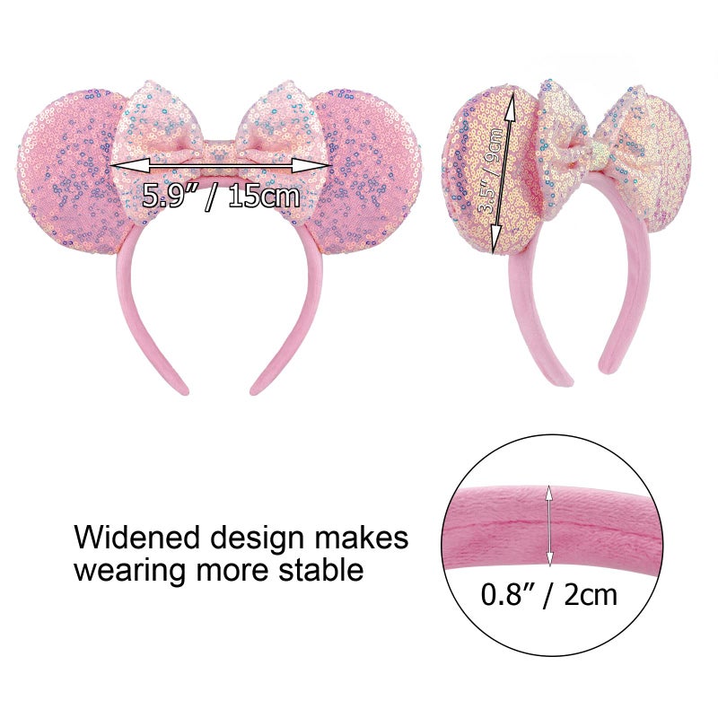 AQOKKA Mouse Ears Headbands with Bow Minnie Ears Cosplay Costume Hair Accessories for Women Birthday Party Decoration - Image 2