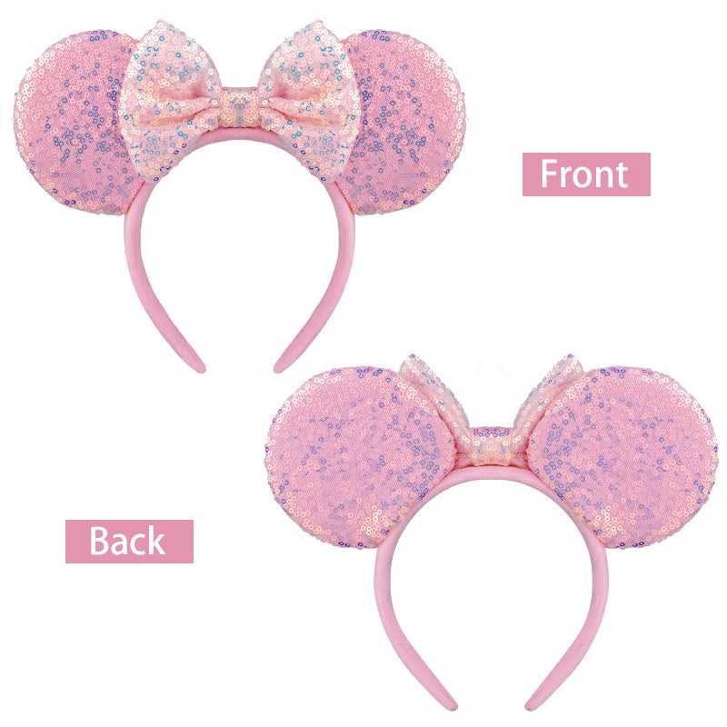 AQOKKA Mouse Ears Headbands with Bow Minnie Ears Cosplay Costume Hair Accessories for Women Birthday Party Decoration - Image 5