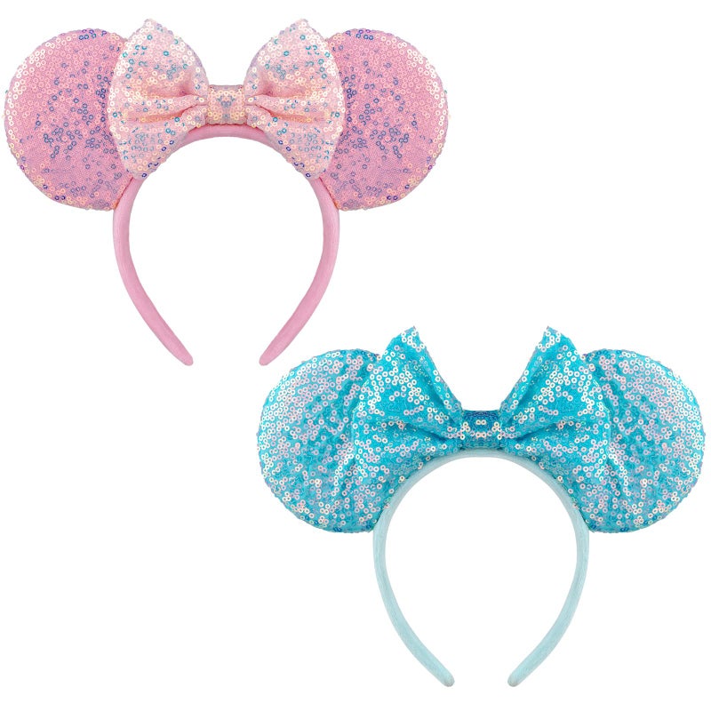 AQOKKA Mouse Ears Headbands with Bow Minnie Ears Cosplay Costume Hair Accessories for Women Birthday Party Decoration - Image 1