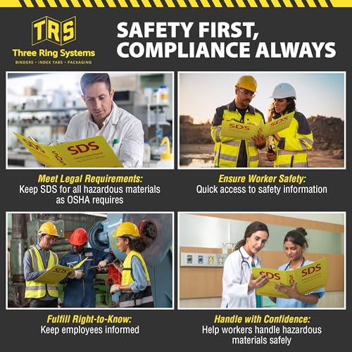 Three Ring Systems SDS Poly 3-Ring Binder 2 Inch - Bilingual English/Spanish Safety Data Sheet Binder - Heavy Duty MSDS Organizer for OSHA Compliance - Holds up to 400 SDS Sheets - Bright Yellow for High Visibility - Image 3