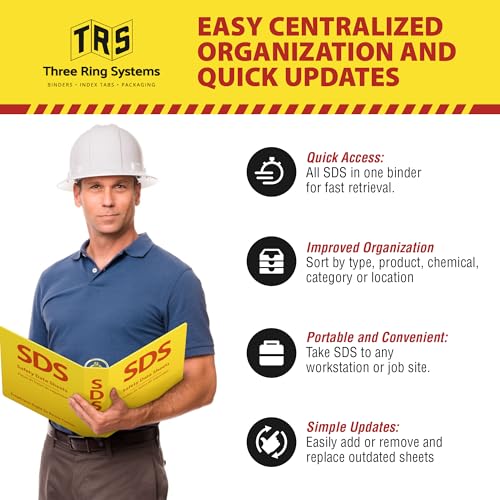 Three Ring Systems SDS Poly 3-Ring Binder 2 Inch - Bilingual English/Spanish Safety Data Sheet Binder - Heavy Duty MSDS Organizer for OSHA Compliance - Holds up to 400 SDS Sheets - Bright Yellow for High Visibility - Image 5
