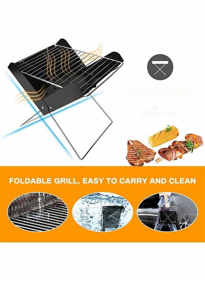 GROIC Charcoal Folding Barbecue Grill, Portable BBQ Grill Stainless Steel Barbecue Foldable Smoker BBQ Grill Desk Tabletop Barbecue Grills for Camping Picnic Outdoor Garden Party  - Image 4