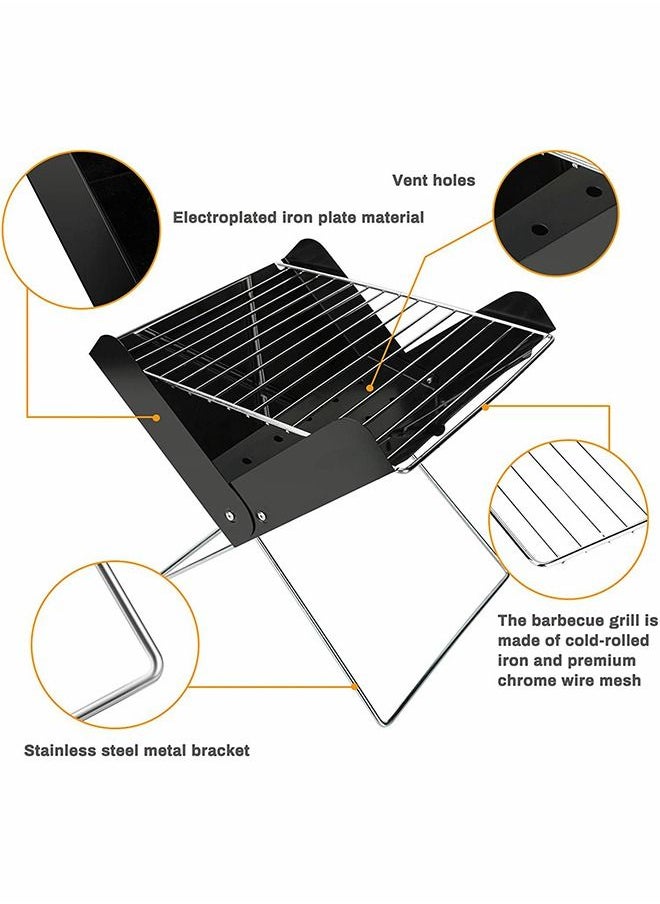 GROIC Charcoal Folding Barbecue Grill, Portable BBQ Grill Stainless Steel Barbecue Foldable Smoker BBQ Grill Desk Tabletop Barbecue Grills for Camping Picnic Outdoor Garden Party  - Image 3