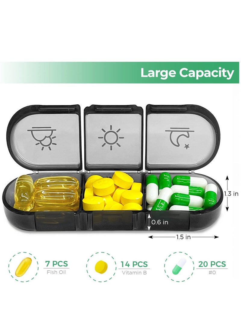 Pill Organizer 3 Times a Day, Large Weekly Pill Case 7 Day, Daily Pill Box with 21 Compartments, Pill Dispenser Supplement Holder for Pills/Vitamin/Fish Oil - Black - Image 2