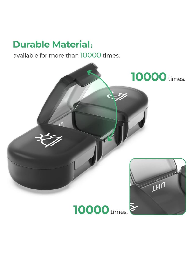 Pill Organizer 3 Times a Day, Large Weekly Pill Case 7 Day, Daily Pill Box with 21 Compartments, Pill Dispenser Supplement Holder for Pills/Vitamin/Fish Oil - Black - Image 5