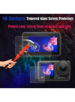 SJet Screen Protector for DJI OSMO Action 4 Camera, Osmo Action 4 Lens Protector, Tempered Glass LCD Display Film, Silicone Lens cap Cover, 0.3mm 9H Hardness Anti-Scrach Anti-Bubble (6+2 Pack)  - Image 2