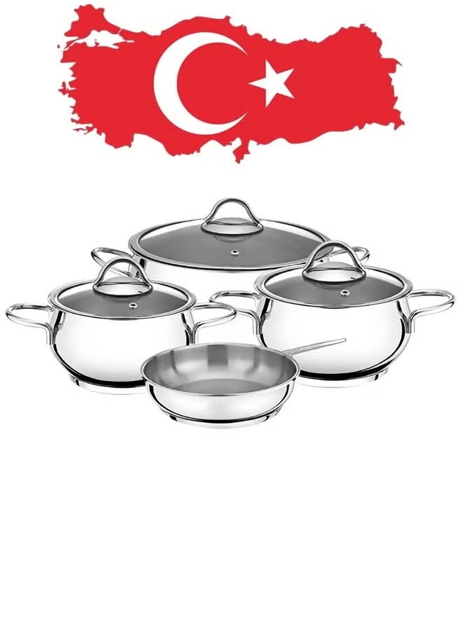 ميستر كوك طقم قدور و أواني طهي من الستانلس ستيل المانع للإلتصاق 7 قطعة صناعة تركية  - Image 1