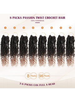 Admutty Passion Twist Crochet Hair, Pretwisted Passion Crochet Hair 12 Inch, Passion Twist Crochet Hair 8 Packs Prelooped Passion Twist Hair, Short Pre Looped Crochet Hair for Black Women(1B/30)  - Image 4