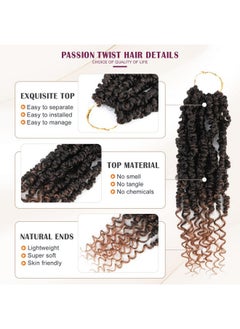 Admutty Passion Twist Crochet Hair, Pretwisted Passion Crochet Hair 12 Inch, Passion Twist Crochet Hair 8 Packs Prelooped Passion Twist Hair, Short Pre Looped Crochet Hair for Black Women(1B/30)  - Image 3