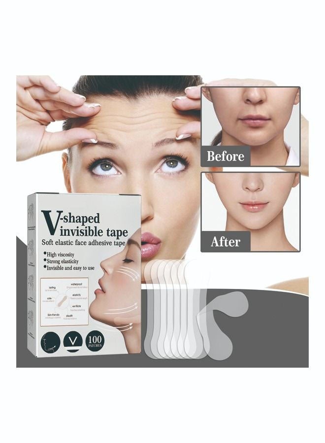 شريط شد الوجه ، 100 قطعة شريط وجه رفيع للغاية وغير مرئي لشد الوجه والرقبة والعين بشكل فوري ، وشريط وجه قابل للتنفس ومضاد للحساسية - Image 1