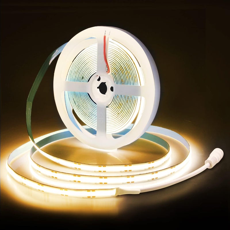 ALITOVE شريط إضاءة LED COB دافئ أبيض 12 فولت من ALITOVE - 5 متر، 2400 LED، كثافة عالية، مرن، غير مقاوم للماء - Image 1