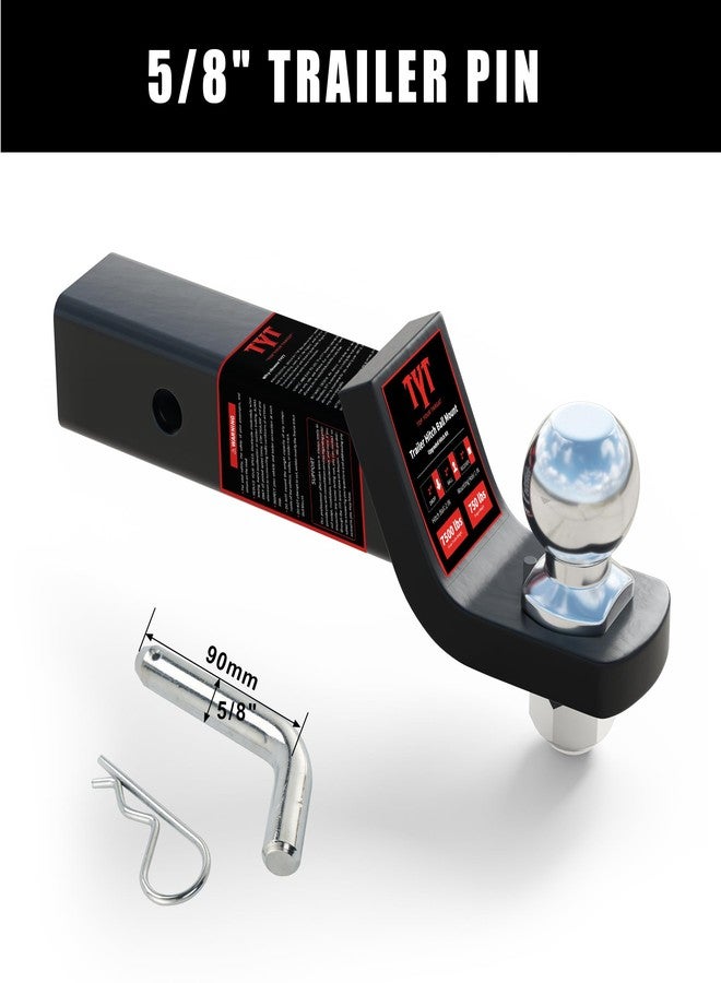 TYT حامل كرة وصلة مقطورة TYT مع كرة ودبوس مقاس 2 بوصة، يناسب مستقبل مقاس 2 بوصة، يتحمل وزن 7500 رطل، انخفاض 2 بوصة، طقم وصلة مطور باللون الأسود مع دبوس مضاد للاهتزاز - Image 4