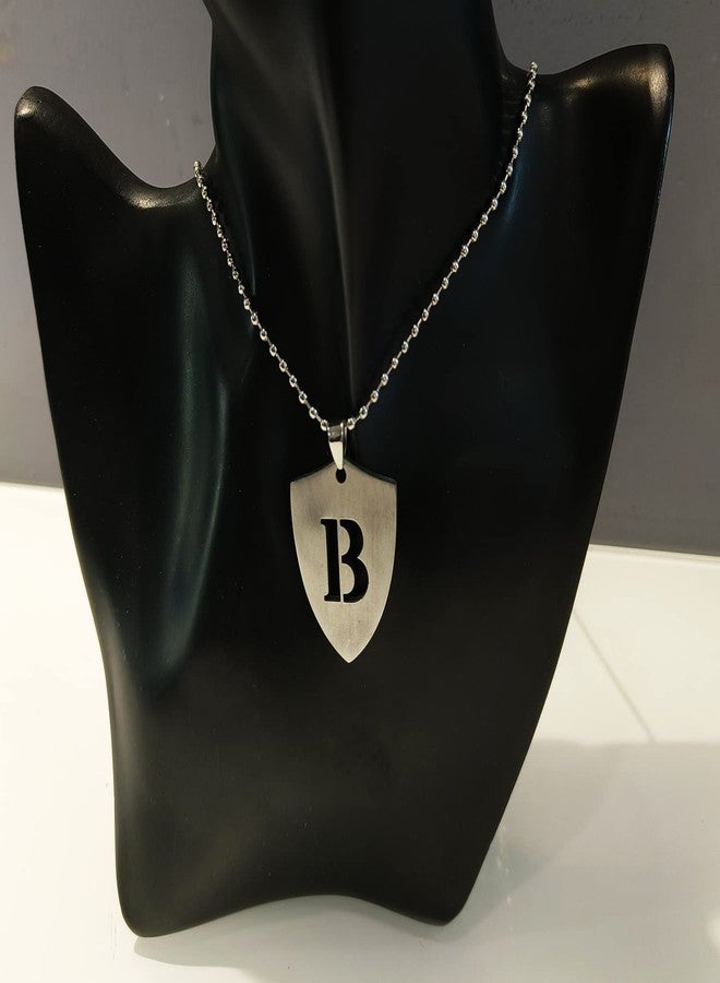 LA BELLEZA Stainless Steel Alphabet Letter Chain Pendant Necklace for Unisex Adult (Boys Girls Men and Women) (B, Stainless Steel) - Image 3