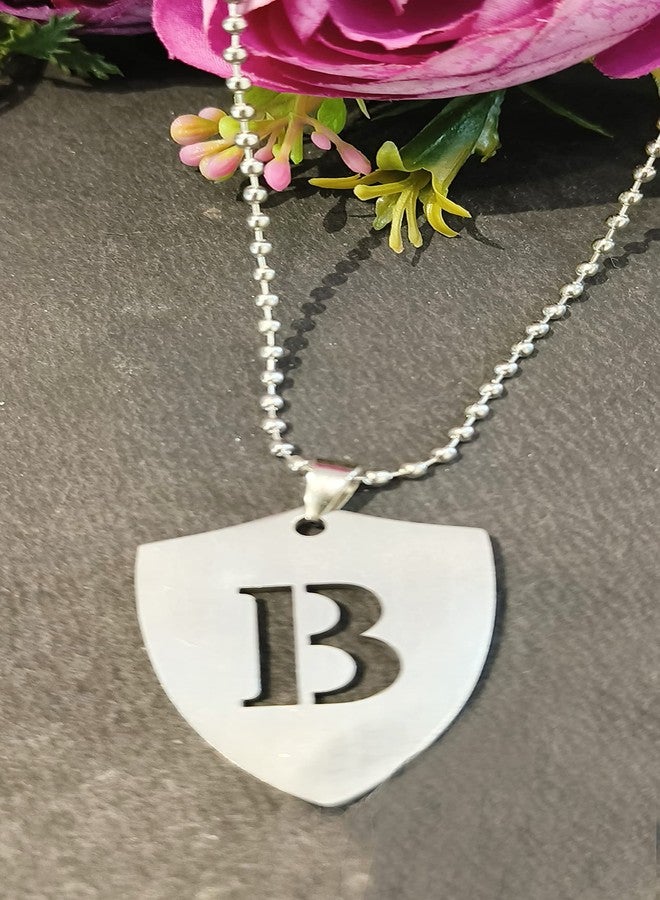 LA BELLEZA Stainless Steel Alphabet Letter Chain Pendant Necklace for Unisex Adult (Boys Girls Men and Women) (B, Stainless Steel) - Image 4