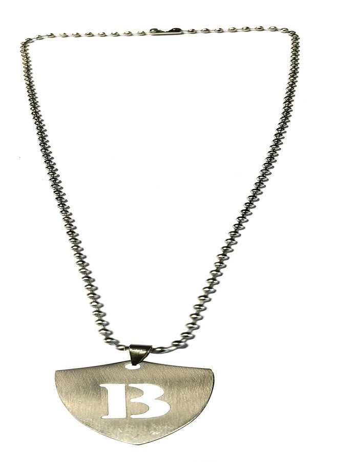 LA BELLEZA Stainless Steel Alphabet Letter Chain Pendant Necklace for Unisex Adult (Boys Girls Men and Women) (B, Stainless Steel) - Image 2