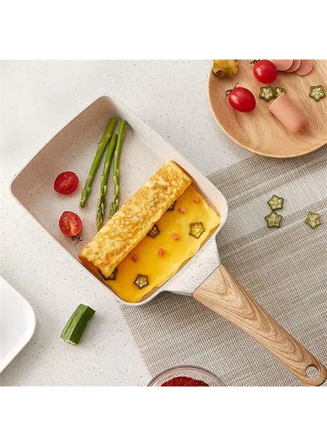 Creamy White Non Stick Tamagoyaki Pan Easy Clean Quick Even Heating Portable For Outdoor RV - Image 4
