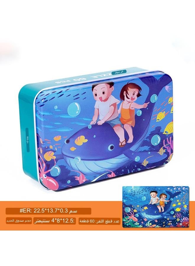 60 pieces iron box jigsaw puzzles for young children educational early education 3-6 years old animation cartoon jigsaw puzzle toys Montessori Toys Color Shapes Early Learning Educational Gift