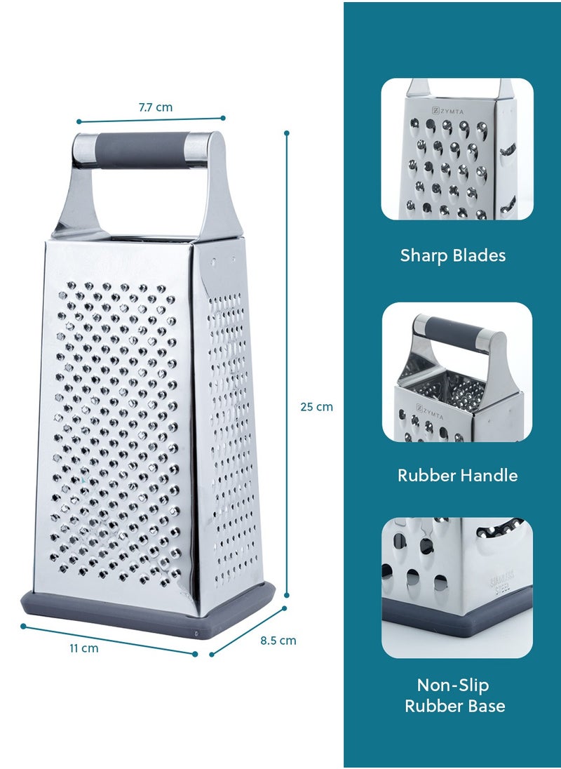 ZYMTA Box Grater for Parmesan Cheese Vegetables Ginger  Four Sided Stainless Steel Food Chopper, Multisided Wire Sharper Vegetable Chopper, Household Kitchen Accessories Dishwasher Safe  - Image 3