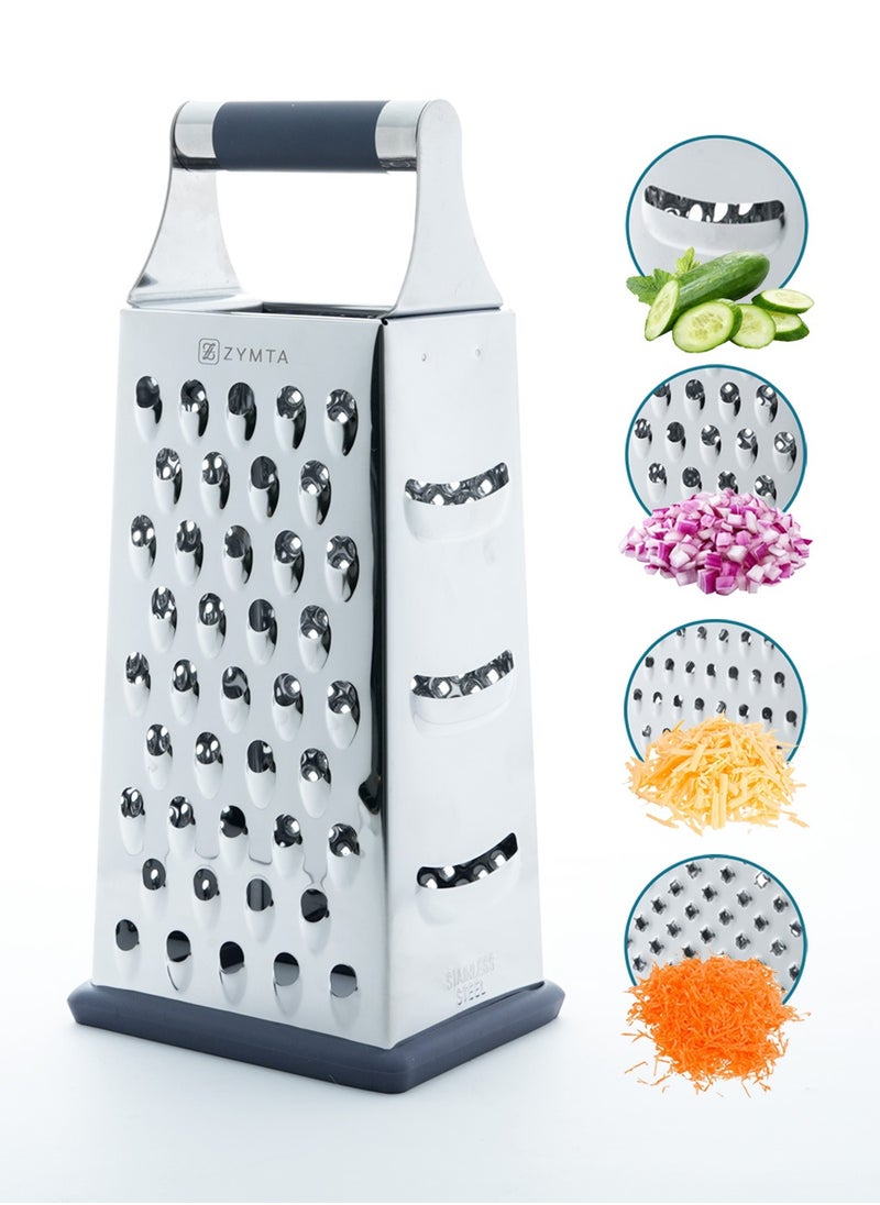 ZYMTA Box Grater for Parmesan Cheese Vegetables Ginger  Four Sided Stainless Steel Food Chopper, Multisided Wire Sharper Vegetable Chopper, Household Kitchen Accessories Dishwasher Safe  - Image 1