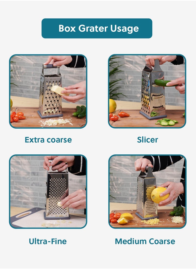 ZYMTA Box Grater for Parmesan Cheese Vegetables Ginger  Four Sided Stainless Steel Food Chopper, Multisided Wire Sharper Vegetable Chopper, Household Kitchen Accessories Dishwasher Safe  - Image 5