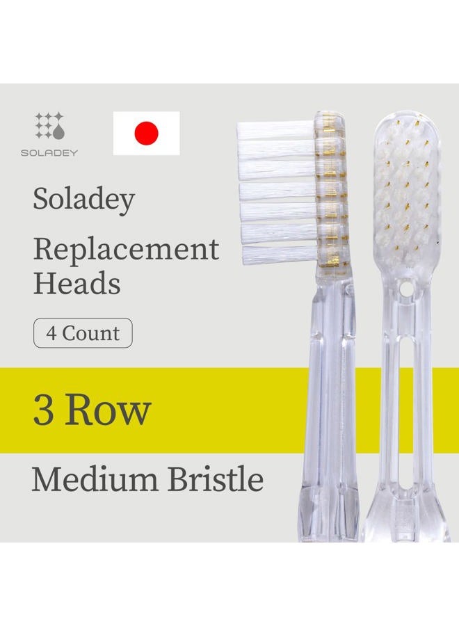 Soladey Ionic Toothbrush Replacement Brush Heads Refill, 4 Count -3 Row Medium Bristle - Image 2