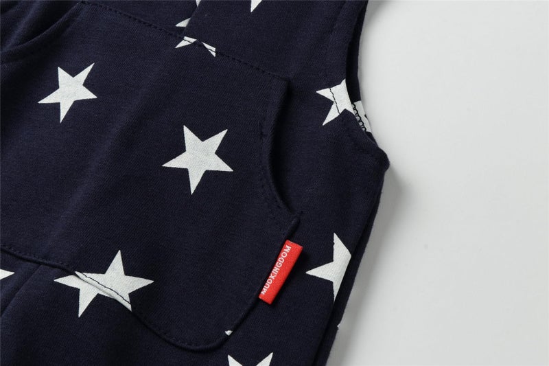 Mud Kingdom Cotton Overalls for Baby Boys Cute Star 6-12 Months Navy Blue - Image 4