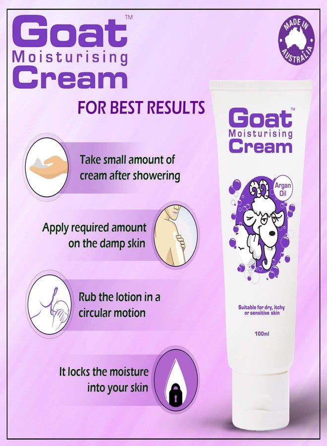 Goat Moisturizing Body Cream Enrich Argan Oil, Goat Milk, Sweet Almond Oil, Shea Butter and Chamomile Helps To Repairs Damaged Skin, Moisturizes Skin, Relieves Irritation & Inflammation 100ml Suitable For Dry & Sensitive Skin ( Argan Oil) - Image 5