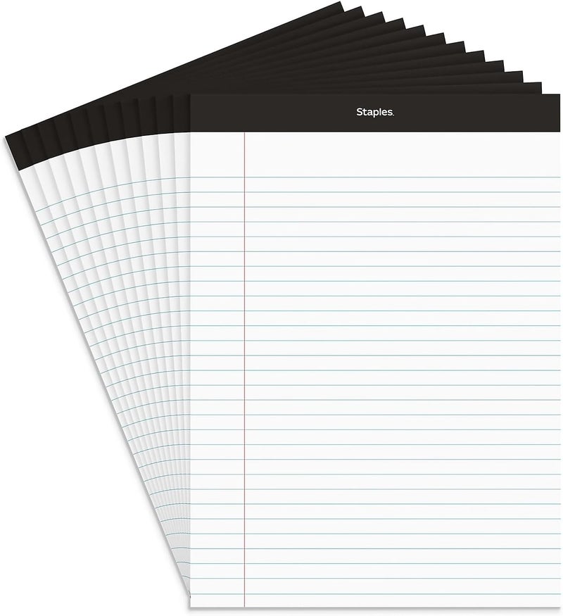 Staples Wide Ruled Legal Notepads - 8.5x11, Top-Bound, Perforated, 50 Sheets, Pack of 12 for Writing and Note Taking - Image 1