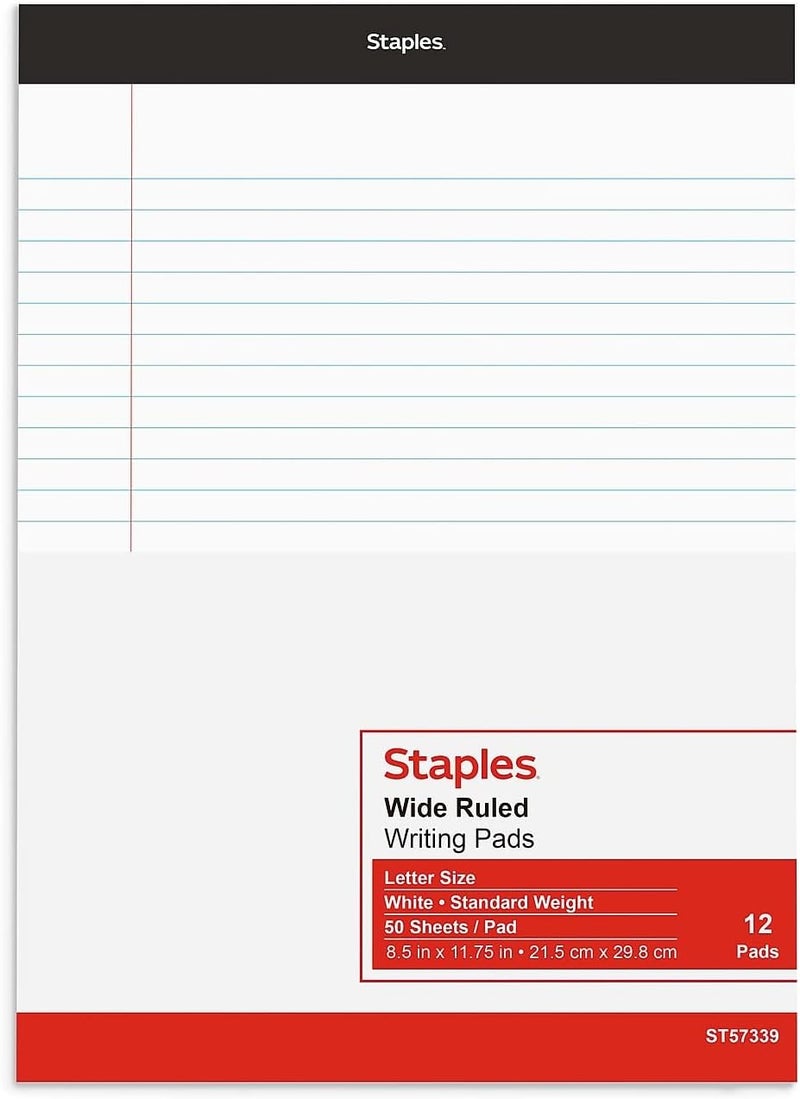 Staples Wide Ruled Legal Notepads - 8.5x11, Top-Bound, Perforated, 50 Sheets, Pack of 12 for Writing and Note Taking - Image 4