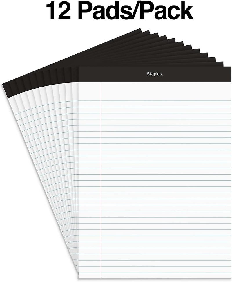 Staples Wide Ruled Legal Notepads - 8.5x11, Top-Bound, Perforated, 50 Sheets, Pack of 12 for Writing and Note Taking - Image 2