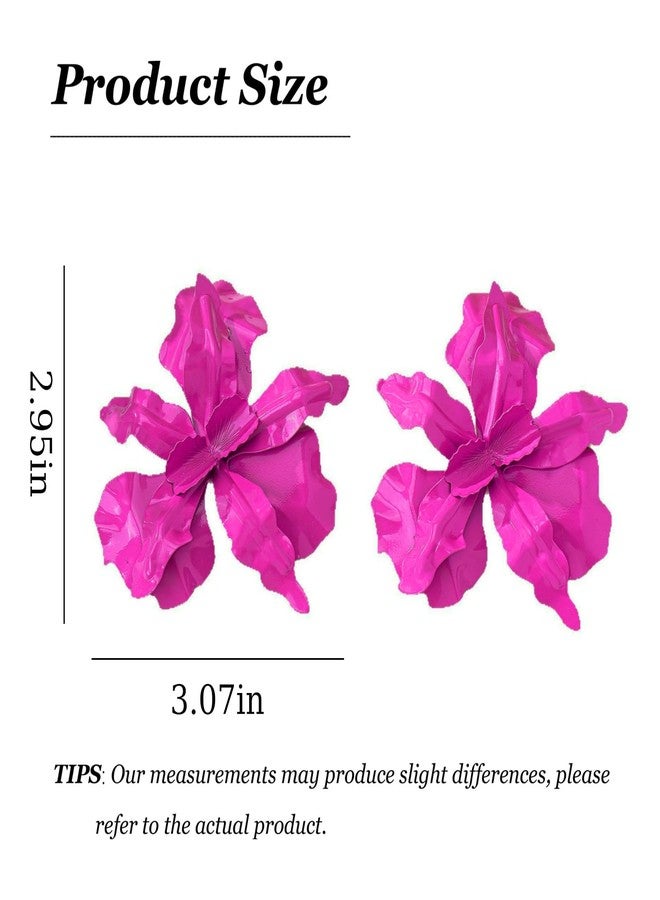 Dcfywl731 Statement Flower Earrings for Women Trendy Pink Flower Dangle Drop Earrings Spring Statement Jewelry Fashion Accessories for Wedding Gifts - Image 2