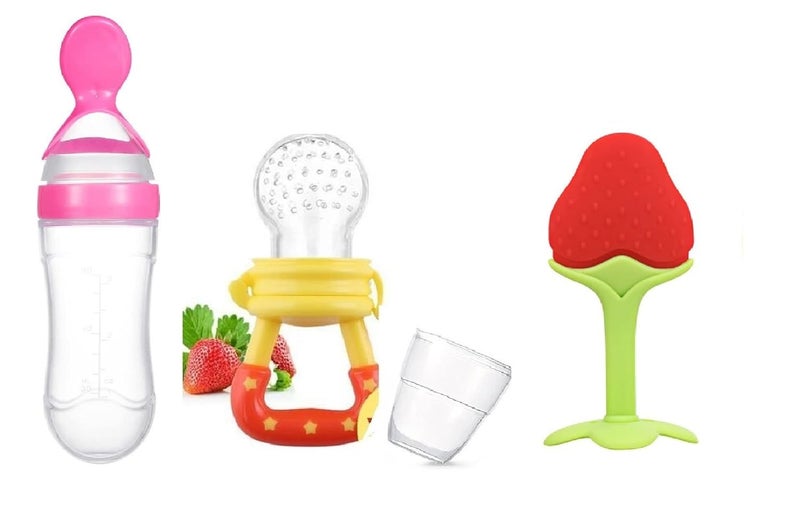 Cuckoos Baby Food Fruit Nibbler Feeder |Teether for 3 to 6 Months Baby |Teether for 6 to 12 Months Baby | Teether for Baby 6-12 Months Bpa Free Combo Pack of 3 (Multi-5) - Image 1