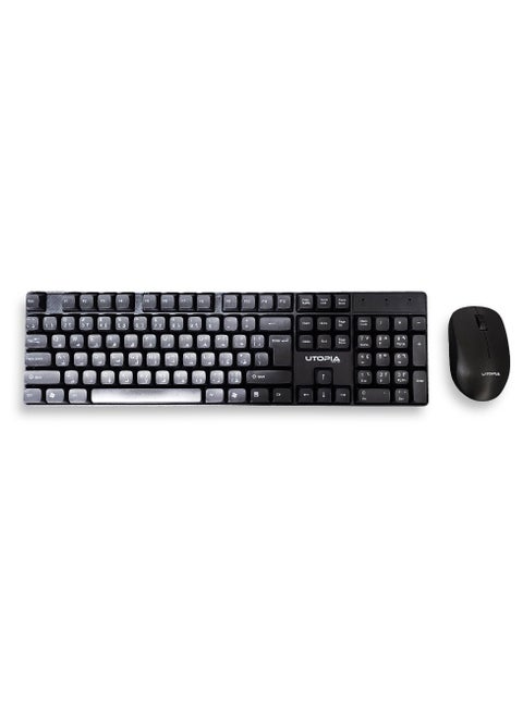 Wireless Mouse & Keyboard U-200 , 10m Receiving Distance - Black