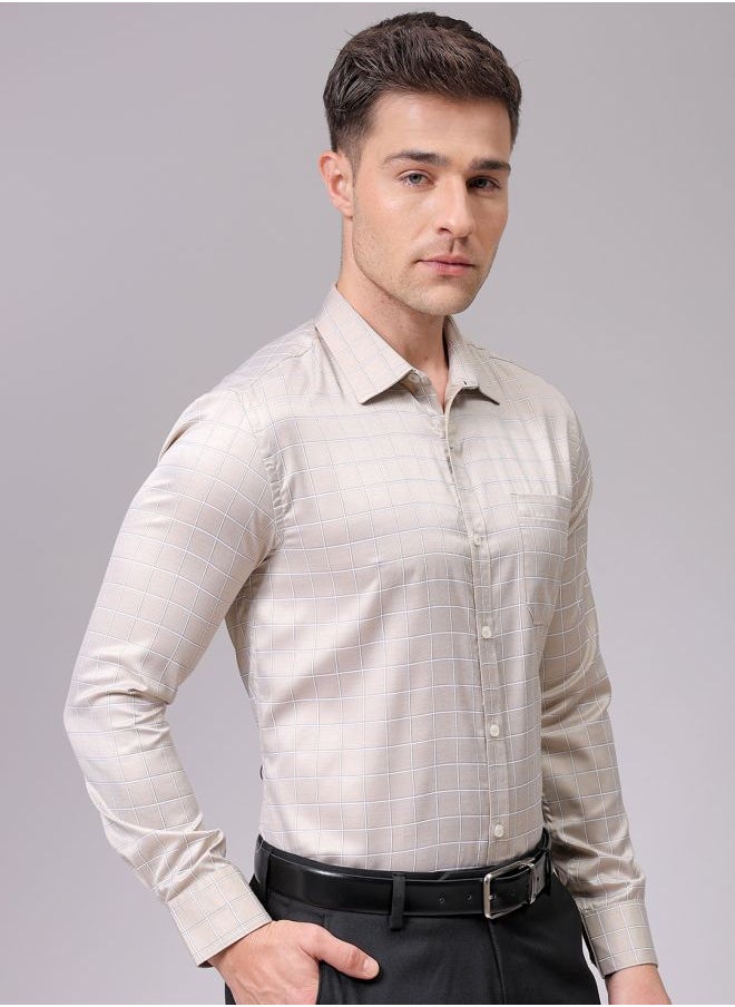 The Indian Garage Co Men Slim Fit Striped Full Sleeves Cutaway Collar Formal Shirt  - Image 4