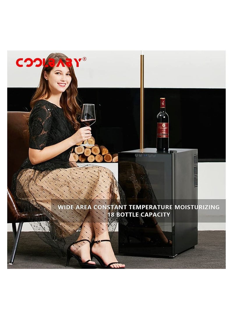 Cool Baby - 18 Bottles Red Wine Cabinet Constant Temperature Wine Cabinet Home Refrigerator Built in LED Lights Temperature Control Silent - Image 1