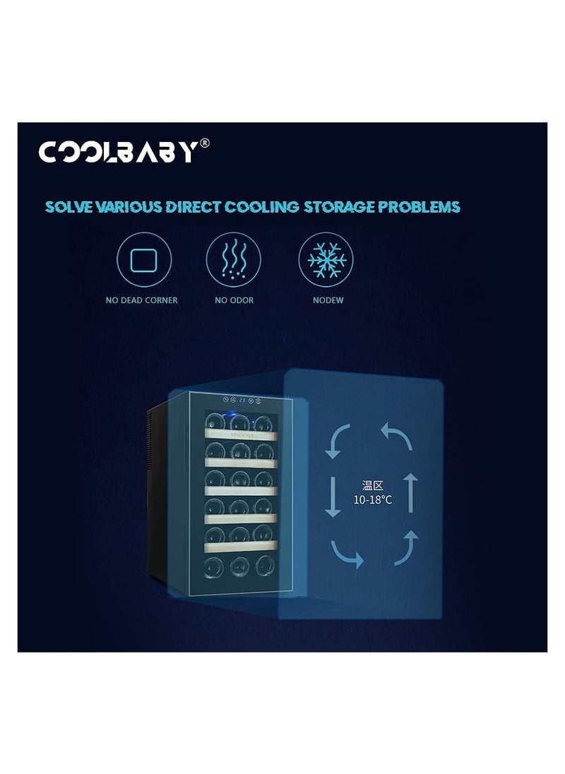 Cool Baby - 18 Bottles Red Wine Cabinet Constant Temperature Wine Cabinet Home Refrigerator Built in LED Lights Temperature Control Silent - Image 1