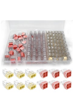 Push in Wire Connectors Quick Connect Electrical 2-Port 50 Pcs + 4-Port 50 Pcs Pushin Small Wire Nuts Assortment Wiring Connecters