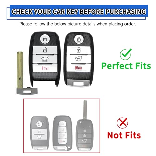 TOMALL غطاء مفتاح TOMALL لكيا مع سلسلة مفاتيح، 4 أزرار، واقي مفتاح ناعم من TPU متوافق مع كيا أوبتيما، سول، سبورتاج، سورينتو، فورت، ريو، نيرو، لون أسود - Image 2