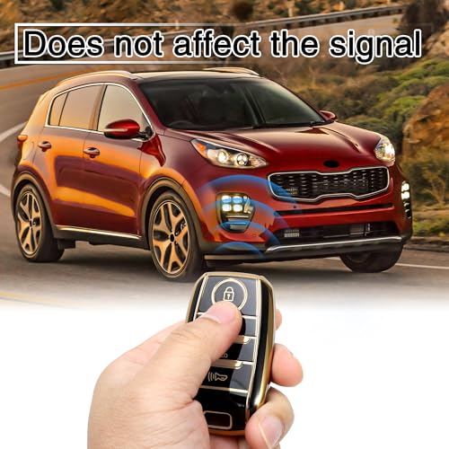 TOMALL غطاء مفتاح TOMALL لكيا مع سلسلة مفاتيح، 4 أزرار، واقي مفتاح ناعم من TPU متوافق مع كيا أوبتيما، سول، سبورتاج، سورينتو، فورت، ريو، نيرو، لون أسود - Image 3