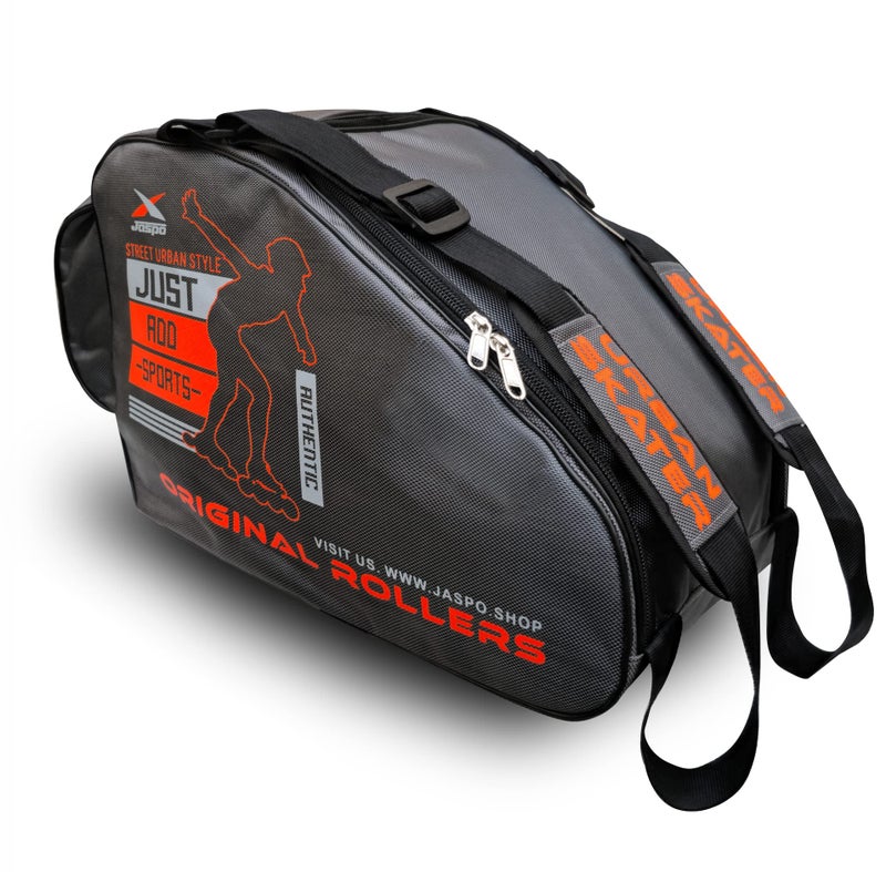 Jaspo Roller Skates,Inline Skates,Quad Skating Bag (12x11x9) inch (Skates Bag) (Grey Orange) - Image 1