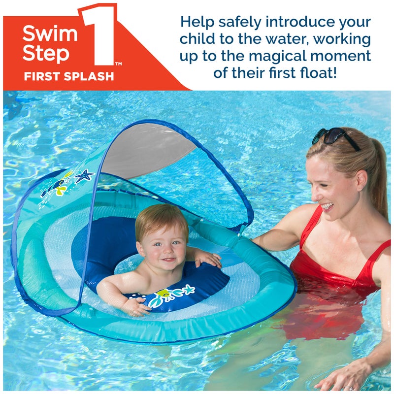 SwimWays Baby Spring Float with Adjustable Canopy and UPF Sun Protection, Blue Lobster - Image 5
