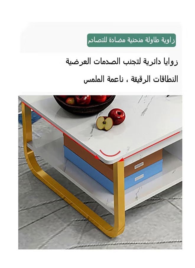 الحديثة طاولة القهوة مستطيلة مع مساحة التخزين ، طاولة القهوة مع إطار معدني قوي معدن طاولة كوكتيل ، مع قاعدة خشبية تصميم , مناسبة لأنّ غرفة المعيشة ، مكتب الأسرة ، غرفة الاستقبال 120 × 60 × 42 سم
